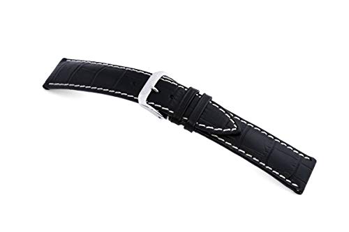 RIOS1931 Herren Uhrenarmband New Orleans Mod. 51 Alligatorennarbung geprägt Breite 22 mm Länge 124/92 mm Farbe schwarz von RIOS1931