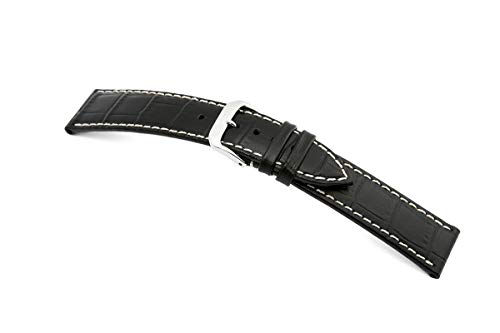 RIOS1931 Herren Uhrenarmband Panama Mod. 53 Alligatorennarbung geprägt Breite 24 mm Länge 114/82 mm Farbe schwarz von RIOS1931