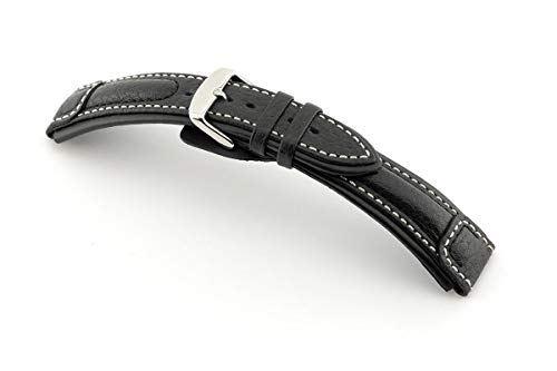 RIOS1931 Herren Uhrenarmband Performance Mod. 207 Echt Büffelleder Breite 20 mm Länge 120/92 mm Farbe schwarz von RIOS1931
