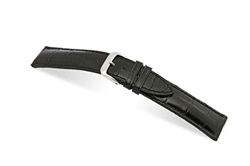 RIOS1931 Herren Uhrenarmband Windsor Mod. 277 Echt Alligatorenleder Breite 22 mm Länge 114/82 mm Farbe schwarz von RIOS1931