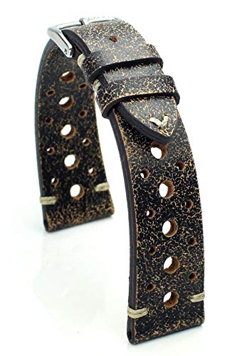RIOS1931 Rallye Vintage Rindsleder Uhrenarmband handgemacht in Deutschland 19mm schratched rostig braun von RIOS1931
