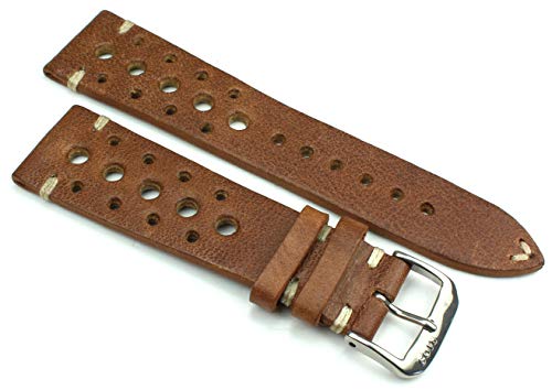 RIOS1931 Rallye Vintage Rindsleder Uhrenarmband handgemacht in Deutschland Robust 22mm braun von RIOS1931