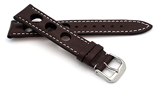 RIOS1931 Sulla Baikal Rallye Vintage Uhrenarmband Rindsleder Handmade in Germany Robust, Dunkelbraun, 18mm, Armband von RIOS1931