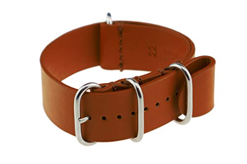 RIOS1931 Unisex NATO-Uhrenarmband Kalbsleder Modell Athens 22 mm Cognac von RIOS1931