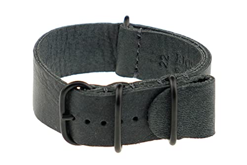 RIOS1931 Unisex NATO-Uhrenarmband Vintageleder Modell Riga 22 mm Steingrau von RIOS1931