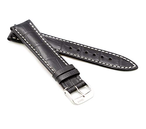 RIOS1931 Unisex Uhrenarmband Alligator Style Modell New Orleans 22 mm Schwarz von RIOS1931