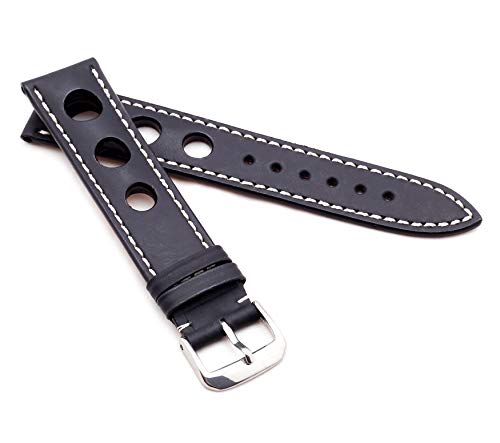 RIOS1931 Unisex Uhrenarmband Juchtenleder Modell Kaluga 19 mm Schwarz von RIOS1931