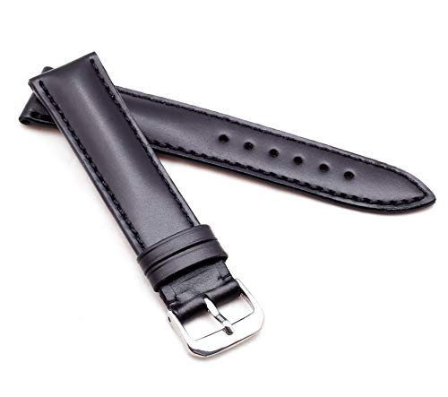 RIOS1931 Unisex Uhrenarmband Juchtenleder Modell Moscow 19 mm Schwarz von RIOS1931