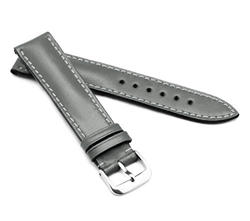 RIOS1931 Unisex Uhrenarmband Juchtenleder Modell Moscow 20/16 mm Steingrau von RIOS1931