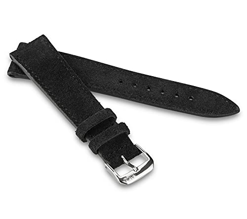 RIOS1931 Unisex Uhrenarmband Velourleder Modell Franklin 22 mm Schwarz von RIOS1931