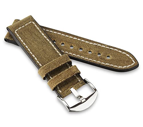 RIOS1931 Unisex Uhrenarmband Vintage Canvas Modell Indiana 22 mm Cognac von RIOS1931
