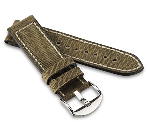 RIOS1931 Unisex Uhrenarmband Vintage Canvas Modell Indiana 22 mm Mokka von RIOS1931