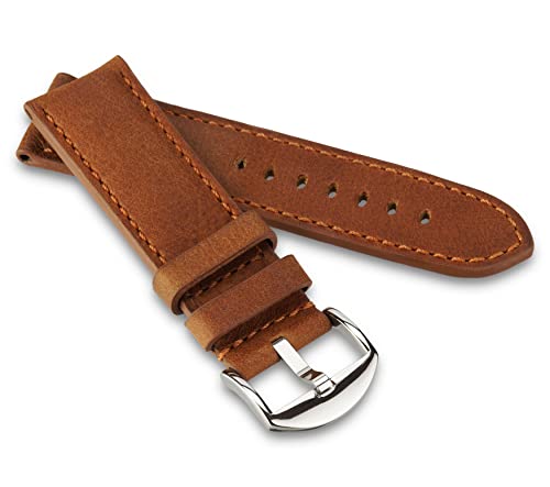 RIOS1931 Unisex Uhrenarmband Vintageleder Modell Derby 24 mm Cognac von RIOS1931