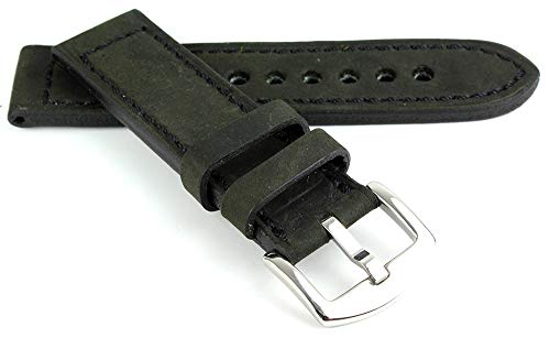 RIOS1931 Belfast Vintage Rindsleder Uhrenarmband handgemacht in Deutschland Robust 22mm Schwarz von RIOSBelfast