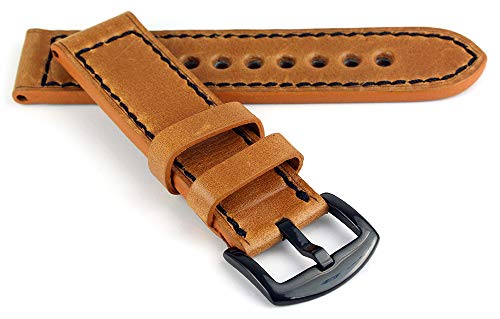 RIOS1931 Belfast Vintage Rindsleder Uhrenarmband handgemacht in Deutschland Robust 24mm Cognac von RIOSBelfast