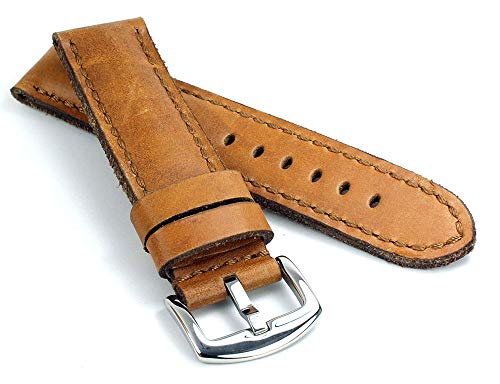 RIOS1931 Derby Vintage Rindsleder Uhrenarmband handgemacht in Deutschland Robust 22mm Honig von RIOSDerby