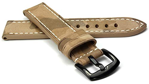 RIOS1931 Douglas Rindsleder Uhrenarmband handgemacht in Deutschland Robust 20mm Sand Camouflage von RIOSDou