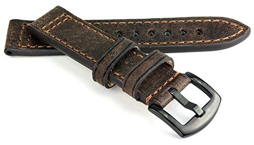 RIOS1931 Jersey Rindsleder Uhrenarmband handgemacht in Deutschland Robust 24mm Braun von RIOSJers