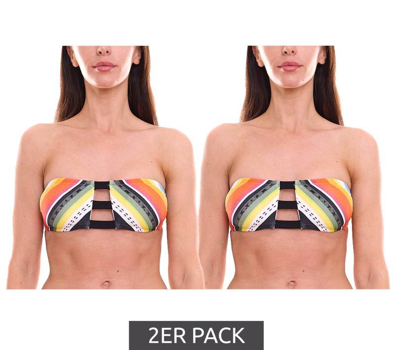 2er Pack RIP CURL Beach Bazaar Damen Bikini-Oberteil mit Clip-Verschluss Bandeau-Bikini Bandeau-Top Bademode GSILC5 Bunt von RIP CURL