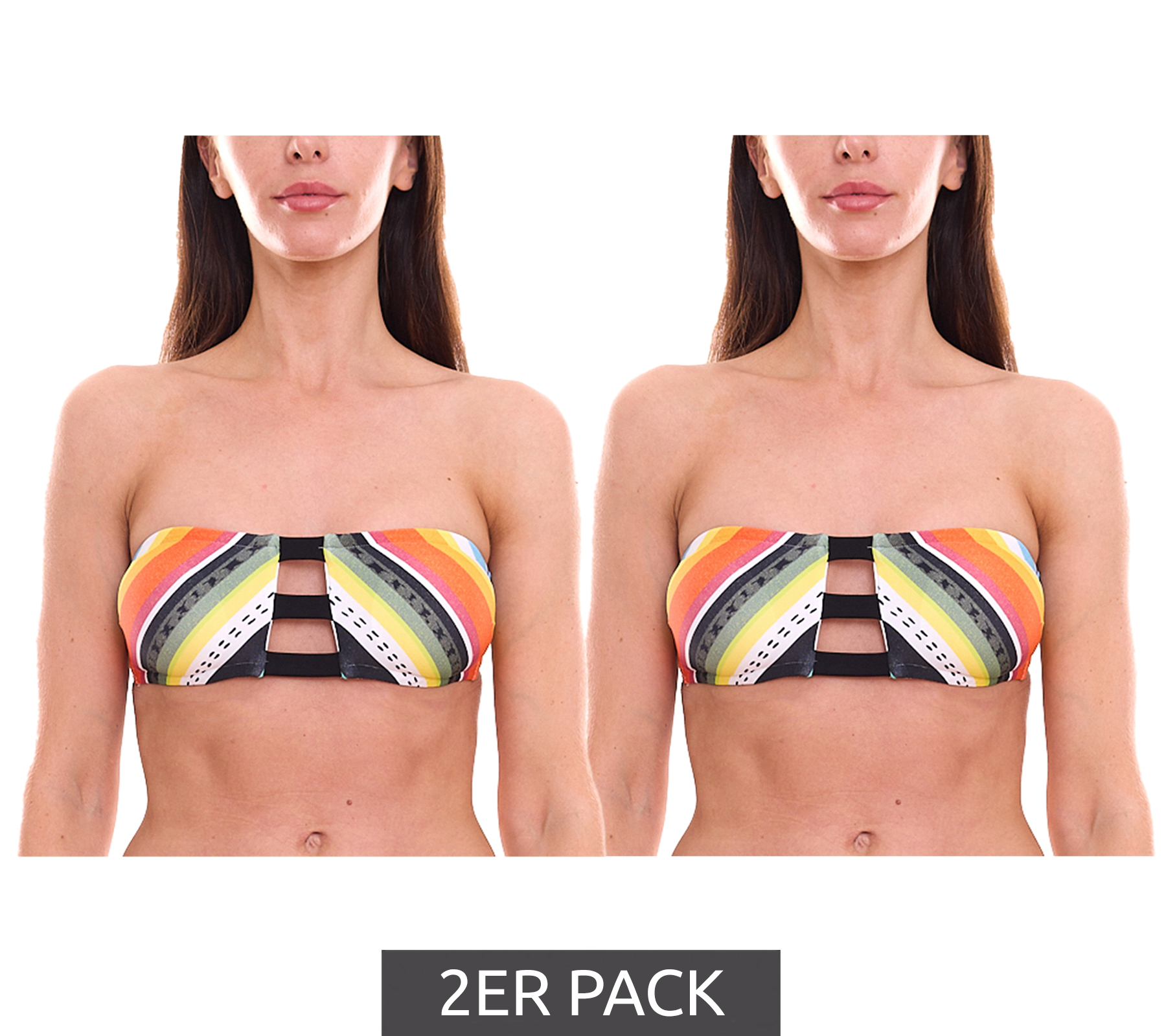 2er Pack RIP CURL Beach Bazaar Damen Bikini-Oberteil mit Clip-Verschluss Bandeau-Bikini Bandeau-Top Bademode GSILC5 Bunt von RIP CURL