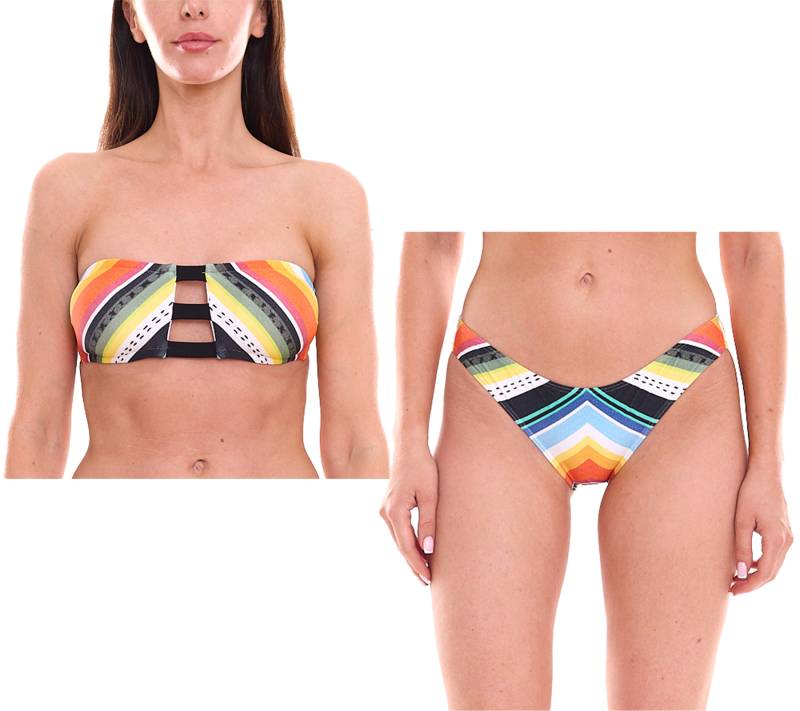 RIP CURL Beach Bazaar Damen Bikini-Oberteil mit Clip-Verschluss oder Bikini-Unterteil Bandeau-Bikini Bikini-Hose Bademode GSILC5 Bunt von RIP CURL