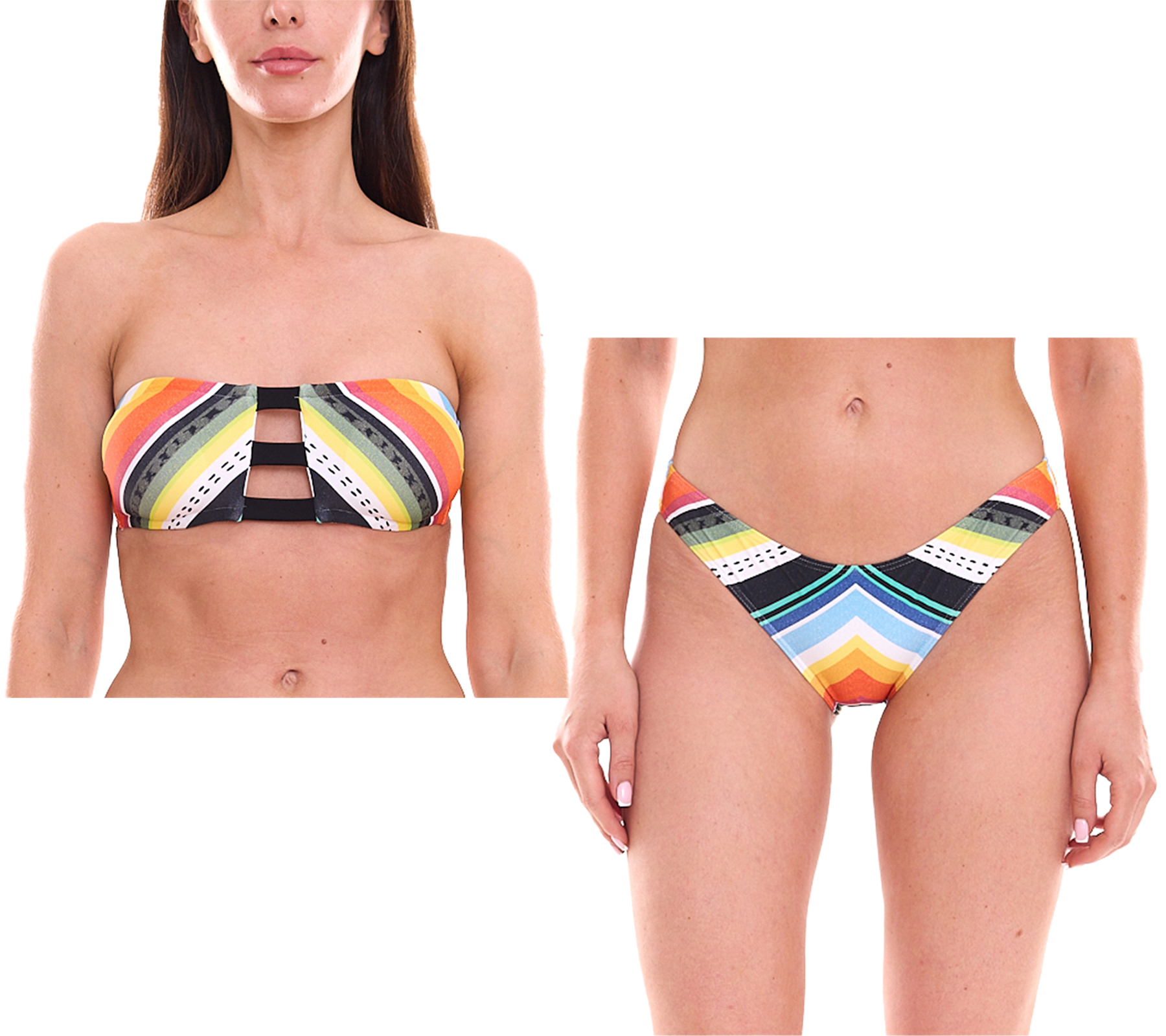 RIP CURL Beach Bazaar Damen Bikini-Oberteil mit Clip-Verschluss oder Bikini-Unterteil Bandeau-Bikini Bikini-Hose Bademode GSILC5 Bunt von RIP CURL