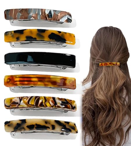 6 französische Haarspangen, 7,5 cm, Haarspangen für Frauen mit feinem Haar, Schildpatt-Haar-Accessoires von RIPETIC