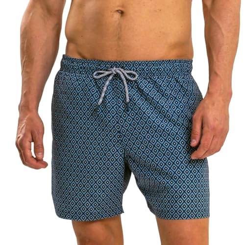RIPT Herren Essentials Quick Dry UV 50 Sonnenschutz Badeshorts Badehose, Blassblauer Diamantdruck, L von RIPT