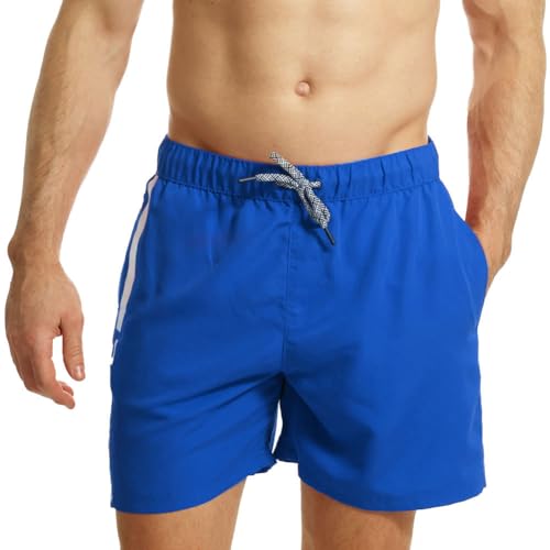 RIPT Herren Essentials Quick Dry UV 50 Sonnenschutz Badeshorts Badehose, Weiß/Königsblau, L von RIPT