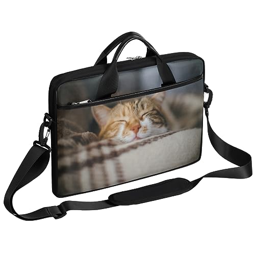 Schlafende Katze Laptoptasche Wasserdicht Business Büro Computer Tasche Damen Herren Tier Katzen Laptoptasche Geeignet für 13 Zoll 14 Zoll 15 Zoll Laptop Computer, wie abgebildet, 15*2.2*11 inches von RIRIX