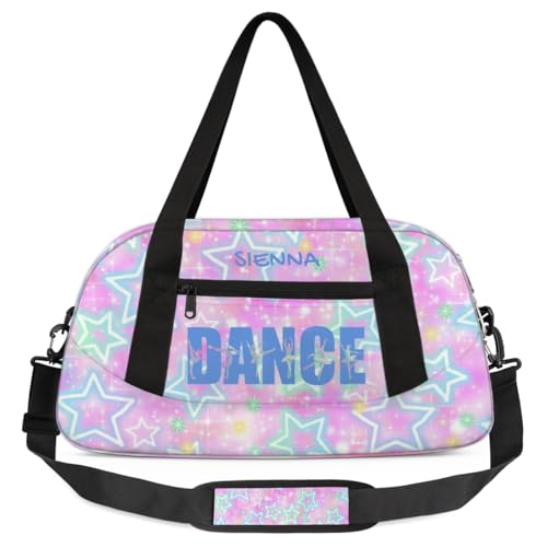 Tanztasche für Mädchen, personalisierbar, Ballett- und Tanztasche mit Schultergurten, Rosa Sterne, Carry-On 20-Inch, Tanztasche für Mädchen Tanztasche für Mädchen, personalisierbar, Ballett- und Tanztasche mit Schultergurten, Rosa Sterne, Carry-On 20-Inch, Tanztasche für Mädchen von RIRIXING