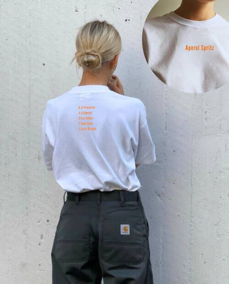 Aperol Spritz Backprint Ingredients T-Shirt/Alcohol Best Friend Gift Tshirt Printed Minimalistic Shirt Holy Aperoli von RISCStudios