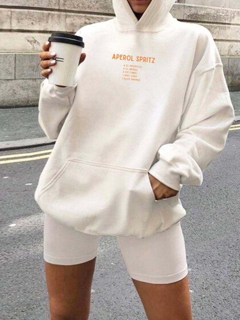 Aperol Spritz Cocktail Ingredients Hoodie // Funny Alcohol Best Friend Gift Pullover Frontprint Minimalistic Sweater von RISCStudios