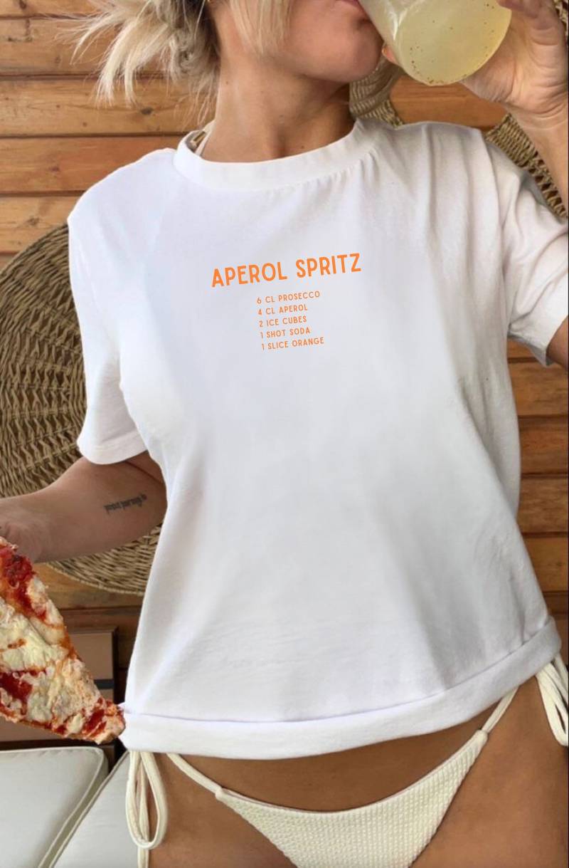 Aperol Spritz Cocktail Ingredients T-Shirt // Funny Alcohol Best Friend Gift Shirt/Frontprint Minimalistic Tshirt Sweatshirt von RISCStudios
