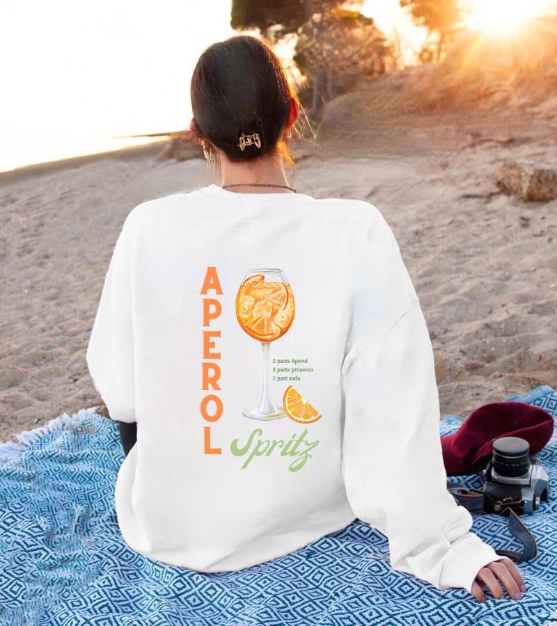 Aperol Spritz Vintage Crewneck/Glass Graphic Alcohol Cocktail Ingredients Sweatshirt Best Friend Gift Boho Pinterest Aesthetic Pullover von RISCStudios
