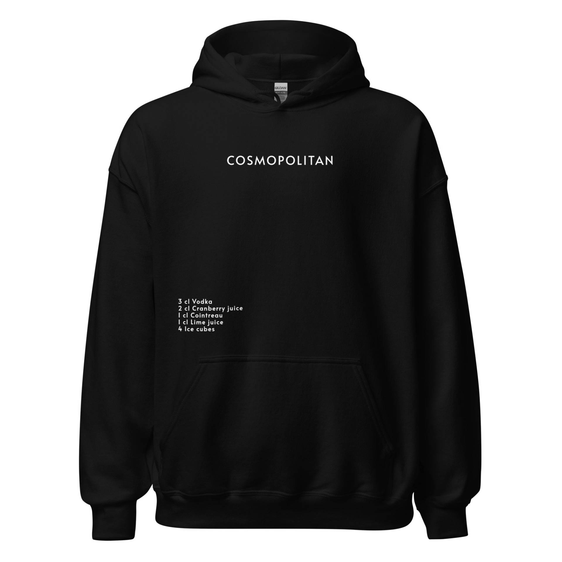 Cosmopolitan Ingredients Hoodie // Funny Alcohol Quote Best Friend Gift Pullover Printed Minimalistic Sweater von RISCStudios