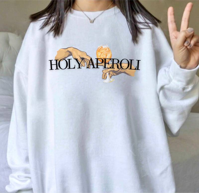 Holy Aperoli Adam X Jesus Meme Crewneck /They See Me Aperollin Alcohol Funny Quote Sweater/Witziger Alkohol Spruch Damen Pullover von RISCStudios