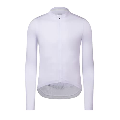 RISESBIK Herren Langarm Radtrikot Reißverschlusstasche Leicht Aero Race Fit Pro Rennrad UPF 50+ Radsport Shirt, Weiß, Groß von RISESBIK