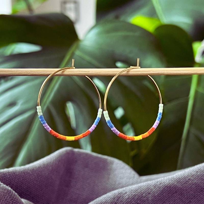 Regenbogen Ohrringe | Bunte Creolen Miyuki Perlenohrringe Schmuck Geschenk Lgbtq Pride Freundin Zarte Hoop Earrings Regenbogen Ohrringe | Bunte Creolen Miyuki Perlenohrringe Schmuck Geschenk Lgbtq Pride Freundin Zarte Hoop Earrings von RISEcosmos