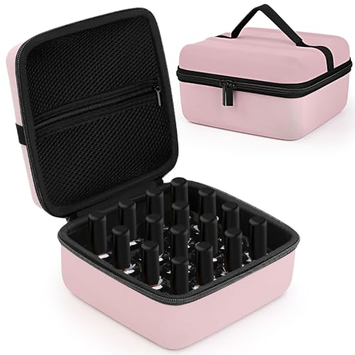 RISOU Tragbarer Nagellack-Organizer für 16 Flaschen Nagellack (15 ml – 14,8 ml) (nur Etui), Pink, Einfach von Risou