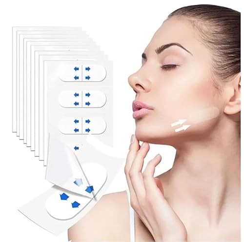 RISSING Face Lifting Tape Invisible, Instant Facelifting Aufkleber, Unsichtbare ultradünne Hebeaufkleber, V-Form Lifting Tapes für Gesicht & Augen, 120 PCS von RISSING