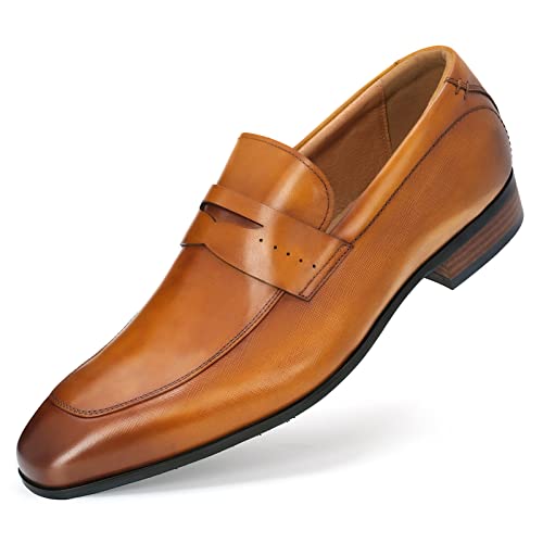Herren Slip on Oxford Kleid Schuhe Klassische Handarbeit Kalbsleder Herstellung Kompakter Wählen Sie die richtige Größe, um die Fußform zu ändern, Li.brown, 47 EU von RITIZEN