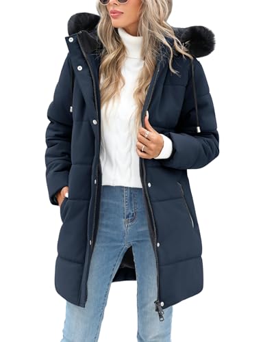 RITOSTA Damen Wintermantel Lang Steppmantel mit Kapuze Winterjacke Warm Parka Damen-Jacken Puffer Mantel Winter Hooded Jacket Kapuzenjacke Winterparka mit Taschen von RITOSTA