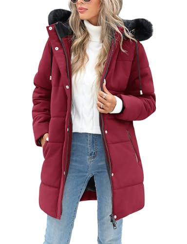 RITOSTA Damen Wintermantel Lang Steppmantel mit Kapuze Winterjacke Warm Parka Damen-Jacken Puffer Mantel Winter Hooded Jacket Kapuzenjacke Winterparka mit Taschen von RITOSTA