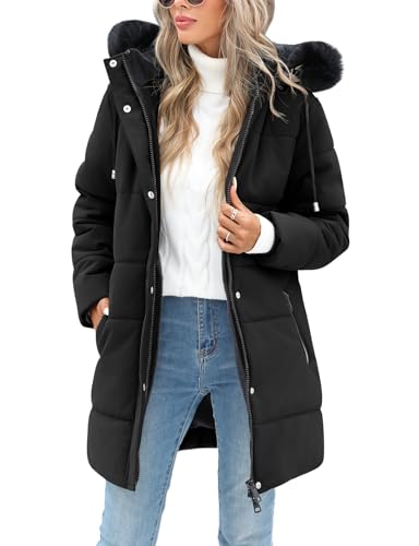 RITOSTA Damen Wintermantel Lang Steppmantel mit Kapuze Winterjacke Warm Parka Damen-Jacken Puffer Mantel Winter Hooded Jacket Kapuzenjacke Winterparka mit Taschen von RITOSTA