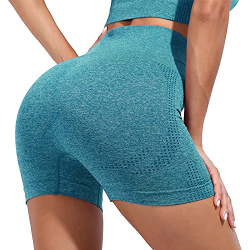 RITOSTA Kurze Sporthose Damen Radlerhose Yogahose Laufhose Kurz Leggings Hotpants Blickdicht Hohe Taille Sportshorts für Sommer Yoga Fitness Joggen Training(Blau,S) von RITOSTA