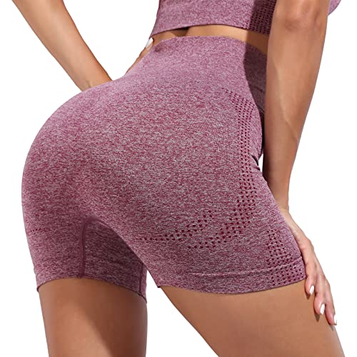 RITOSTA Kurze Sporthose Damen Radlerhose Yogahose Laufhose Kurz Leggings Hotpants Blickdicht Hohe Taille Sportshorts für Sommer Yoga Fitness Joggen Training(Rot,S) von RITOSTA