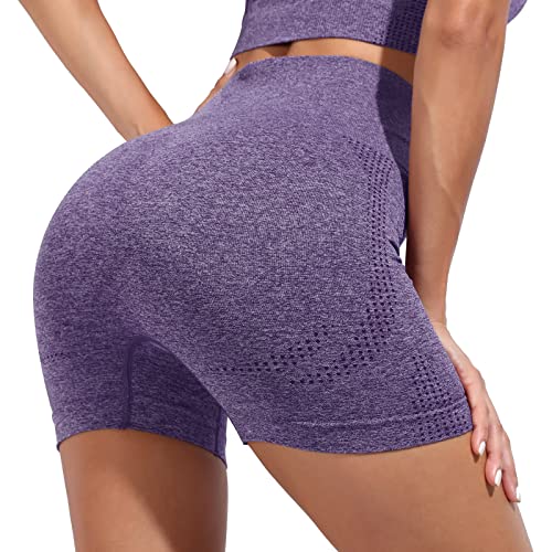 RITOSTA Kurze Sporthose Damen Radlerhose Yogahose Laufhose Kurz Leggings Hotpants Blickdicht Hohe Taille Sportshorts für Sommer Yoga Fitness Joggen Training(Violett,S) von RITOSTA