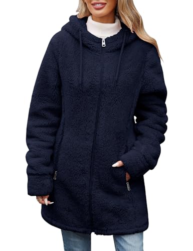 RITOSTA Teddyjacke Damen Winter Fleecejacke mit Kapuze Herbstjacke Winterjacke Warme Kapuzenpullover Damen-Jacken Zipper Hoodie Mantel Plüschjacke mit Taschen von RITOSTA