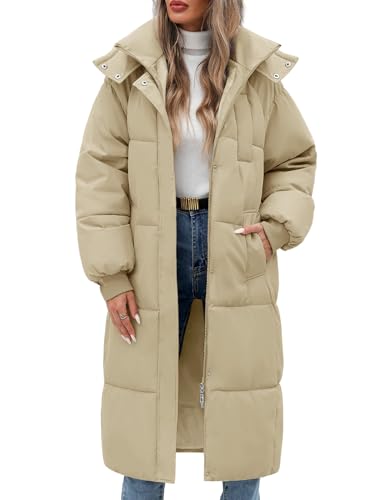 RITOSTA Wintermantel Damen Lang Steppmantel Frauen Winterjacke mit Kapuze Damen-Jacken Winter Daunenmantel Puffer Mantel Warme Herbst Winterparka mit Taschen von RITOSTA
